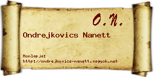 Ondrejkovics Nanett névjegykártya